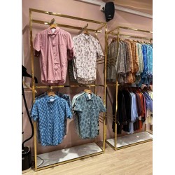 Стійка-шкаф дворівнева для одягу 2000х400х1200мм. золота